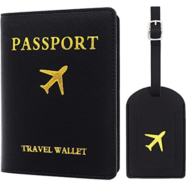 2 bagasjelapper Passkoffert (svart), 1 passkoffert og 1 bagasje