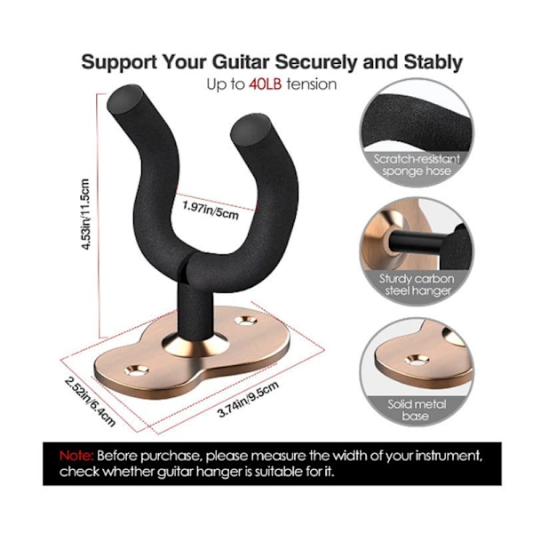 3-pack gitarrväggfäste, metallgitarrhängare, gitarrformad