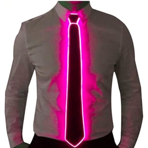 (Pink)LED Tie Light Up Neck Tie Glow Light Up Neon Led Necktie LE