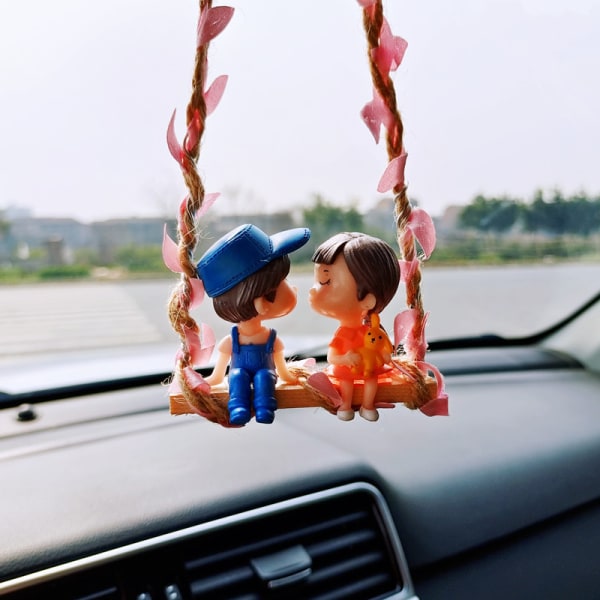 Swing köysi punainen-Anime auto söpö pari keinu sisätiloissa romanttinen pari