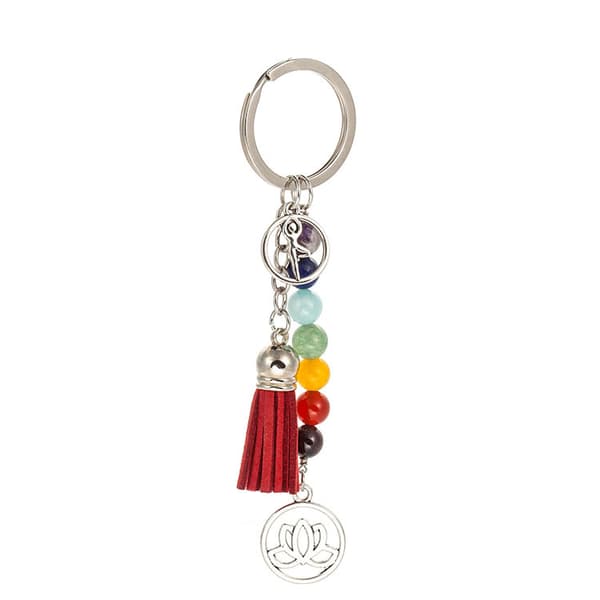 Lotus Seven Color Beads Stone Keychain