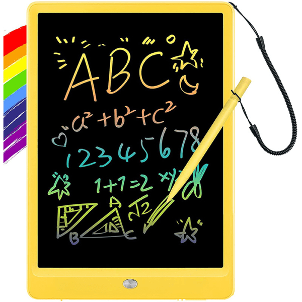 10-tommers LCD-skrivebrett (gul) for voksne barn, tegning for barn