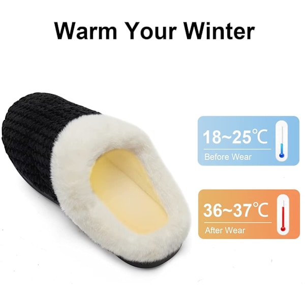 (sort) Vinter hjemmesko til kvinder Memory Foam hjemmesko Komfort Uld-