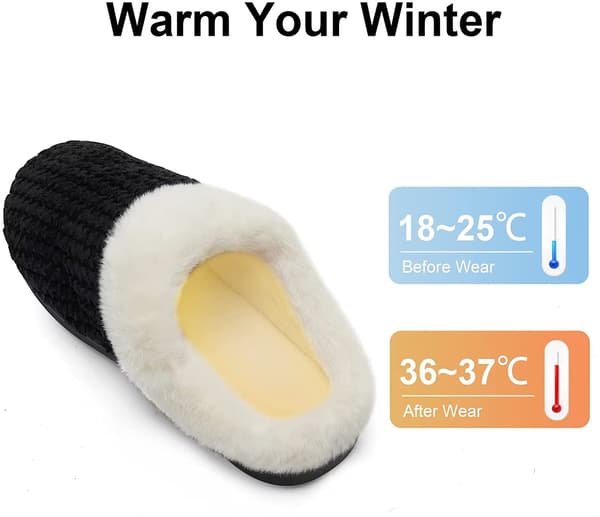 (svart) Vintertofflor Dam Memory Foam Tofflor Komfort Ull-