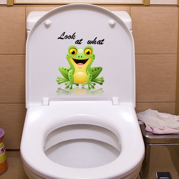 Frø-klistermærker, sjove vægklistermærker til toilet, badeværelse, køkken, PVC,