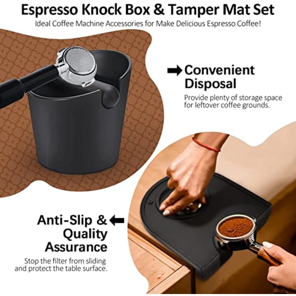 Kaffe knockbox (liten 12,5 * 12,1 * 10 cm), espressoknockbox,