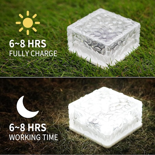 4-pak Solcelle Murstenslys, 10*10*5cm Udendørs Solcellelys, Issten Cube Lys (Hvid)