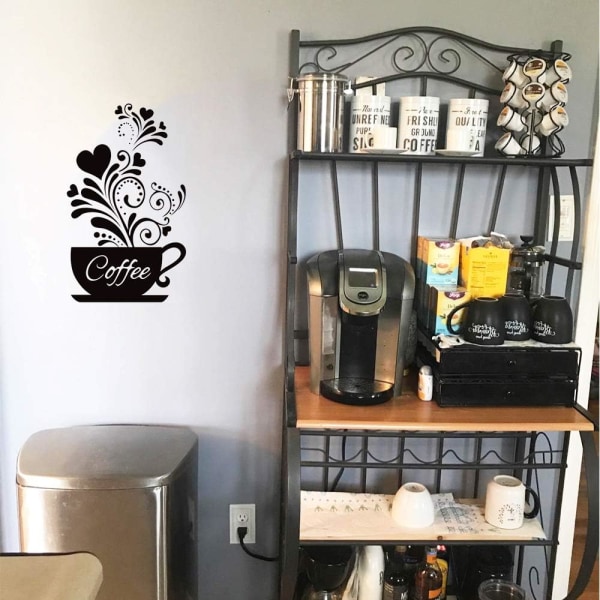 'Kaffekop + Blomst' Køkkenvægklistermærker - Aftagelig væg Dec