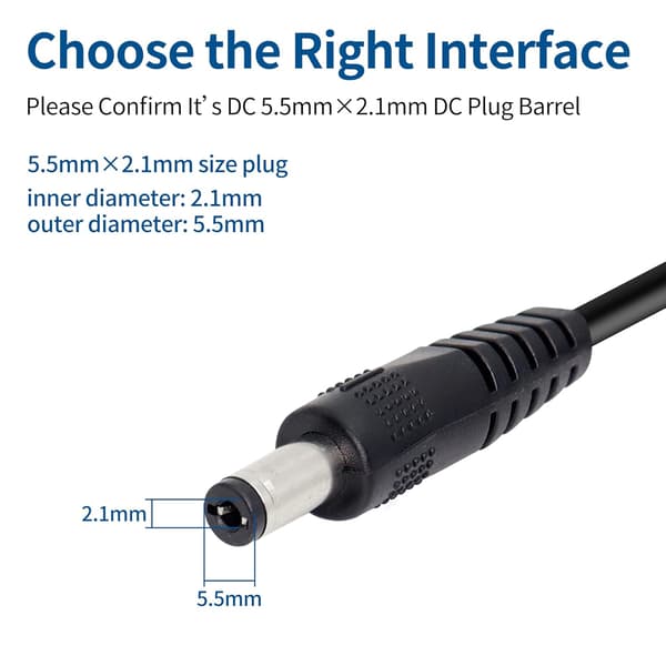 2-pak 5V DC Strømkabel, USB 2.0 Han til DC 5.5 mm x 2.1 mm Han Strømkabel til Router, Lampe
