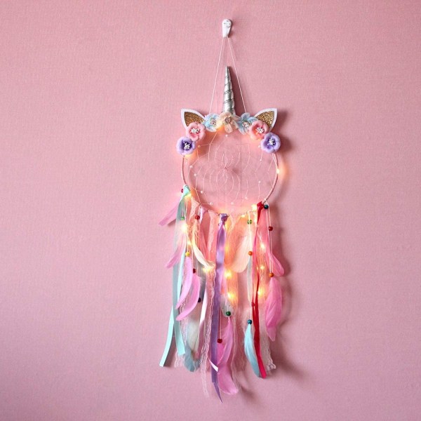 Pink Floating Around Lamp- Unicorn Dream Catcher med lys op f