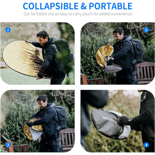 80 cm 5-i-1 hopfällbar multi-disc ljusreflektor diffus