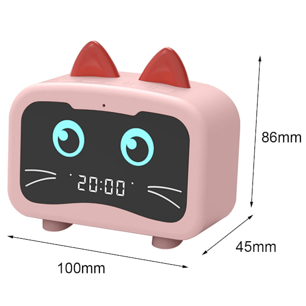 Barnens tecknade kattformade väckarklocka Bluetooth-högtalare LED-flik