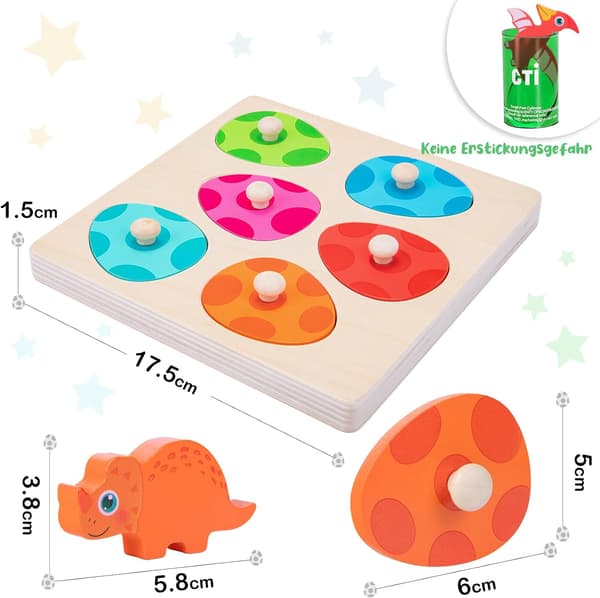 Träpussel, Interlocking Pussel för Baby, Montessori Leksaker för