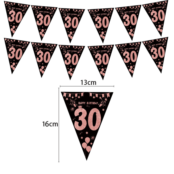 4 stk. x 2M Kvinde Fødselsdagsfest Dekoration 1. Fødselsdag (18/21/30/40) Rose Gold Træk Flag Banner Vimpel