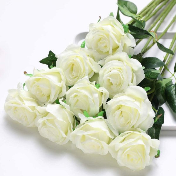 10 Stykker Kunstige Roser Silkeblomster Falske Blomsterbuketter til