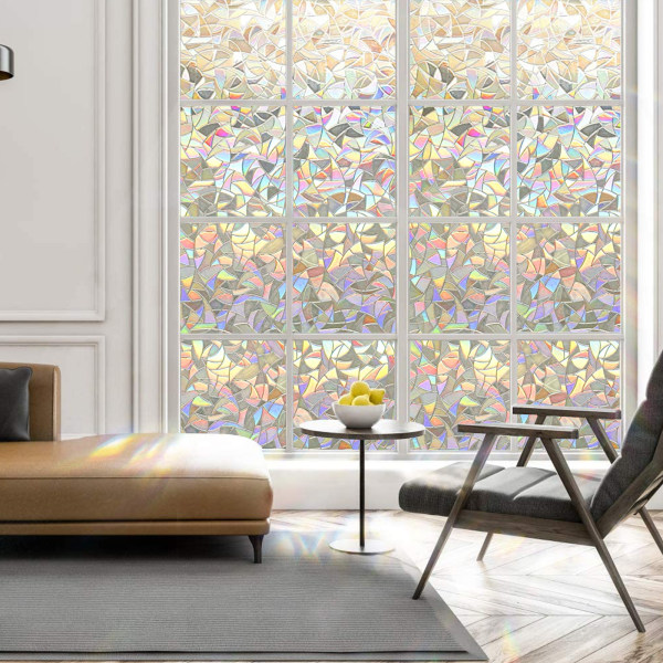 2 piece dekorative vindusfilm bladmønster transparent/multikol