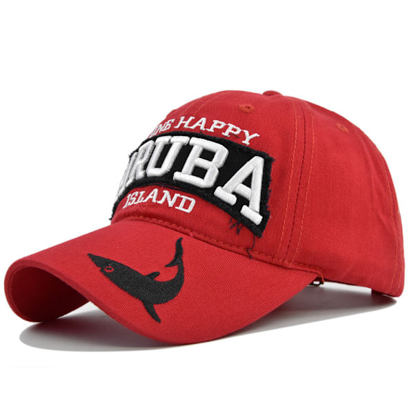 ARUBA-kirjaimin brodeerattu baseball-lippis, säädettävä (Punainen)