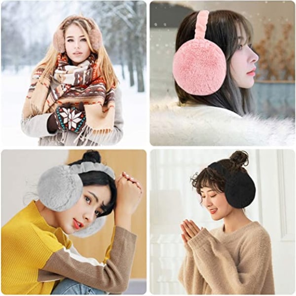Lyserød farve-vinter-øreværn til kvinder-Plysh-øreværn, foldbar øreprop