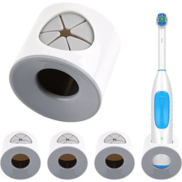 Badeværelse elektrisk tandbørstestativ 4-delt sæt (grå, universal),