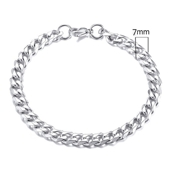 1PCS Link Armbånd Kæde Armbånd Sølv 7.5mm sølv