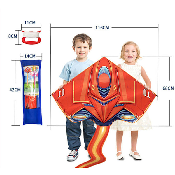 Drager for barn i alderen 8-12 år, stor drage for gutter og voksne, enkel å fly og montere, stranddrager med 100 meter dragesnor - Delta-vinge