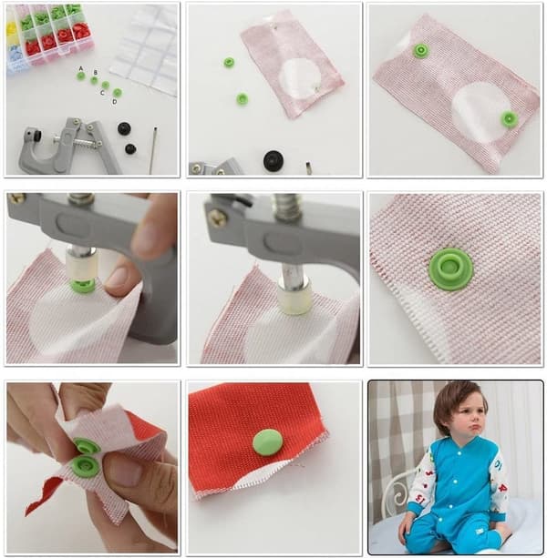 408 set plast tryckknappar, No-Sew T5 tryckknappar med arrangör St