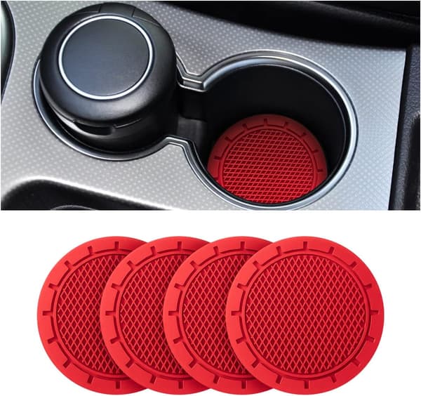 (Rød) 4 coasters for bil koppholder, universal silikon coaster,