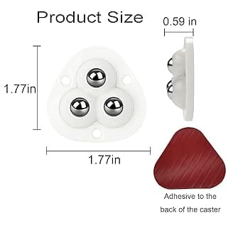 (4 st, Vit) Självhäftande Mini Caster Hjul, Klistra Universal