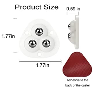 (8 stk, hvit) Selvklebende Mini Caster Wheels, Lim Universal