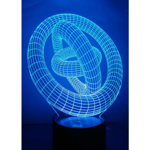 3D-ring nattlampa LED-illusion lampa sängbord bordslampa, 7 tum