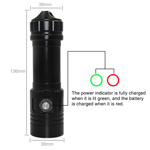 Mini åpen midtre xm-l2 lysdykkerlampe bærbar undervanns