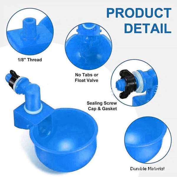 6 STK blå automatiske vannkopper Fjærfedrikker Vannkylling