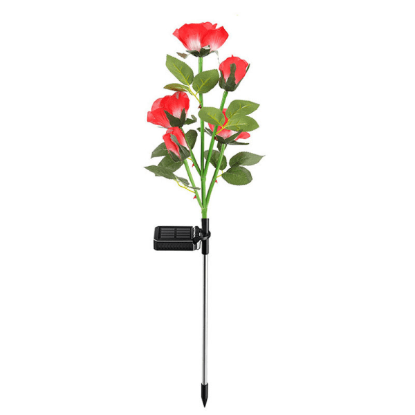 Red Rose Sæt med 2 kunstige Rose LED Solar Lights til Outdo
