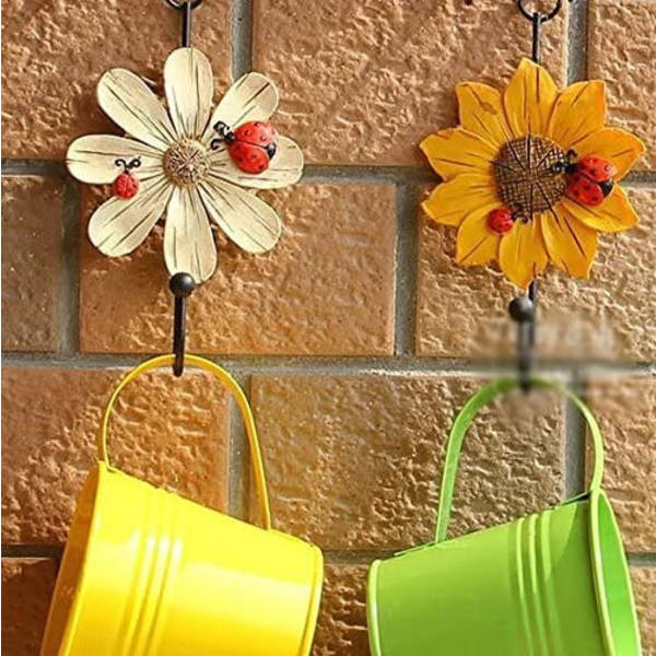 Kreativa Daisy Resin Väggkrokar Väggmonterad Konst Blomma Järn