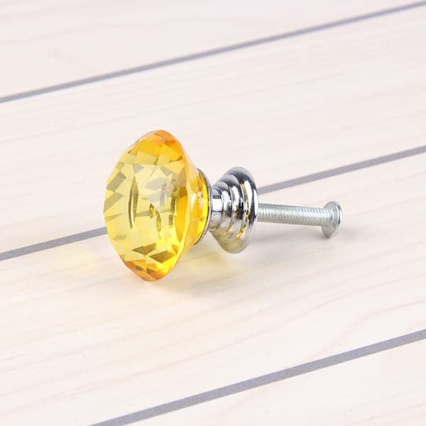 10 stk. gule krystalglas diamant skabspullert