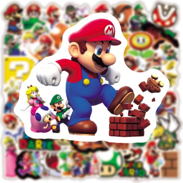 Et 50-delers Mario-klistremerke Super Mary Graffiti-klistremerke Tilpass