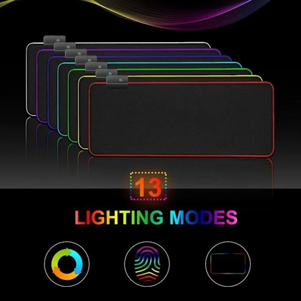 Gaming Mouse Pad with LED Light - 80x30cm - Black