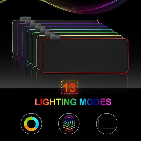 Pelihiirimatto LED-valolla - 80x30cm - Musta