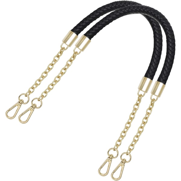 Svart - 2 st handväskhandtag kedjerem flätad PU-läder axelväska handtag bälte tillbehör för väska 60 cm I