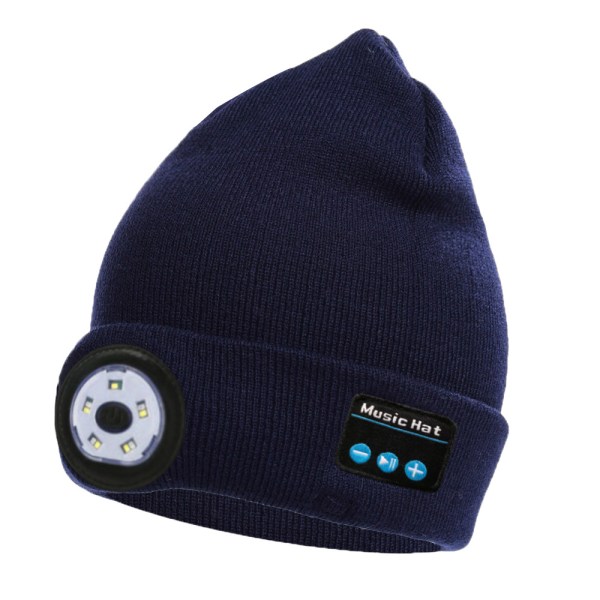 Bluetooth Beanie Hat med lys-blå, USB genopladelig LED Headla