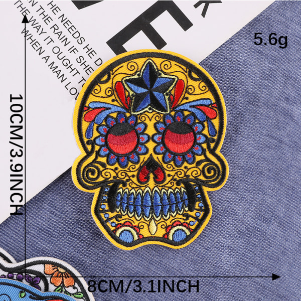 6 st Broderie Patch Thermocollant Ecusson à Coudre Tête de Mort