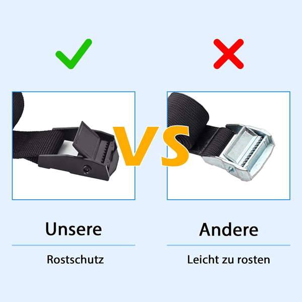 4 surringsstropper 3m med spænde, 25mm strop, sort