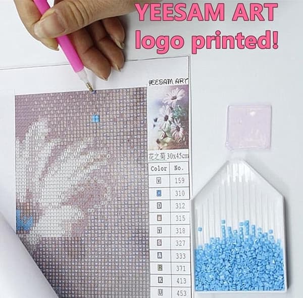 DIY 5D diamantmaleri fuld diamant (ko), ko farvede blomster