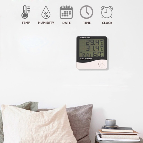 Digital hygrometer termometer, inomhus och utomhus temperatur H