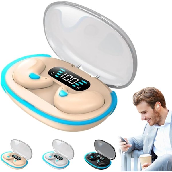 Luujohto Bluetooth -unikuulokkeet, 5.3 langattomat melua vaimentavat in-ear urheilukuulokkeet (Beige)