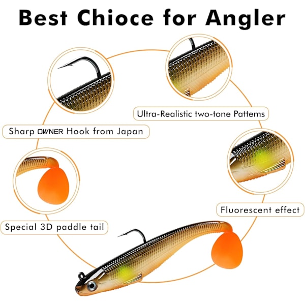 Bionic Bait Sæt (9cm), Blødt Agn til Karper, Gedder, Ørred og Aborre, Super Skarpe Kroge til Fis