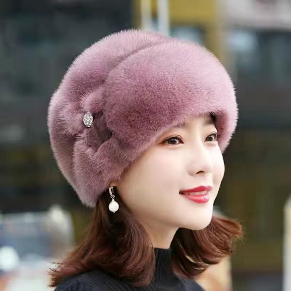 Vinter varm hatt mjuk fluffig fuskpäls trimmad mössor mode vara pink