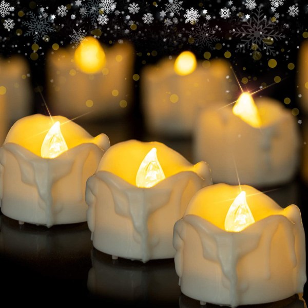 12 Pack Flameless Tealights kynttilät ajastimella, Small Bulk Votiv