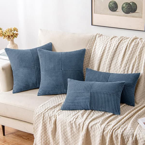 2 stk. Fløjlpudebetræk denimblå 45*45cm
