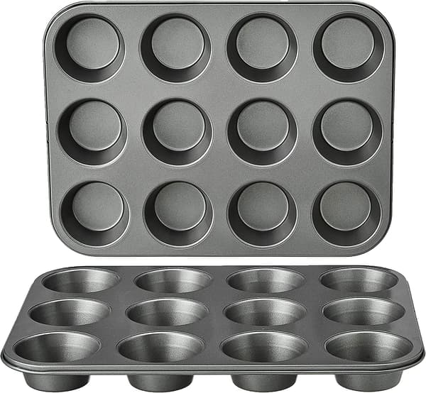 Set med 2 non-stick muffinsformar i kolstål